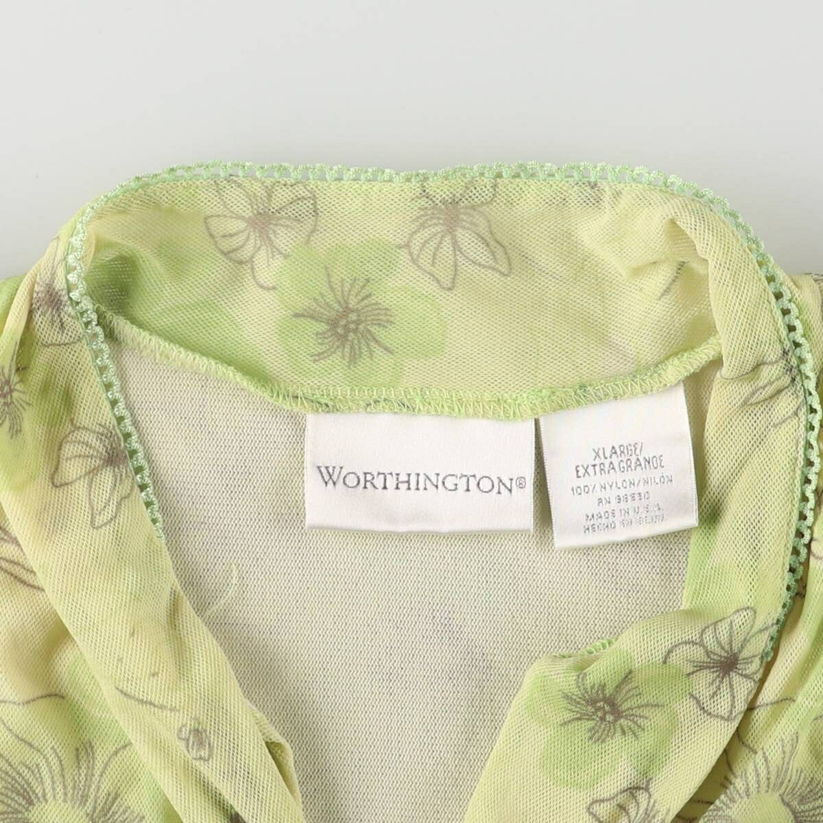 古着 WORTHINGTON 総柄 花柄 キャップスリーブ プルオーバー 半袖 ボウタイ ブラウス USA製 レディースXL相当 /eaa538519 【中古】 【250607】 【Elulu/エルル】 【SS2606_30