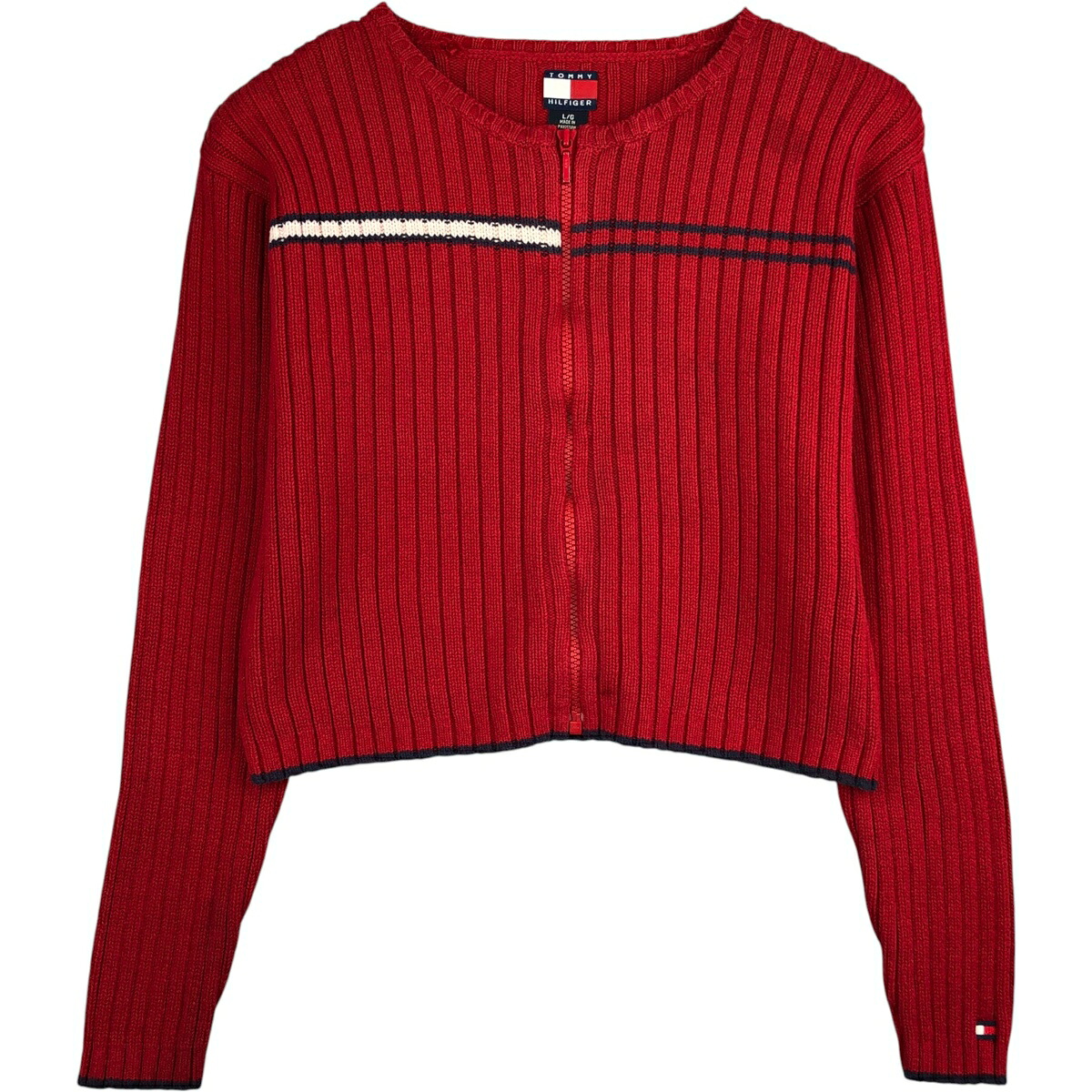 TOMMY HILFIGER/トミーヒルフィガー コットンニットフルジップセーター