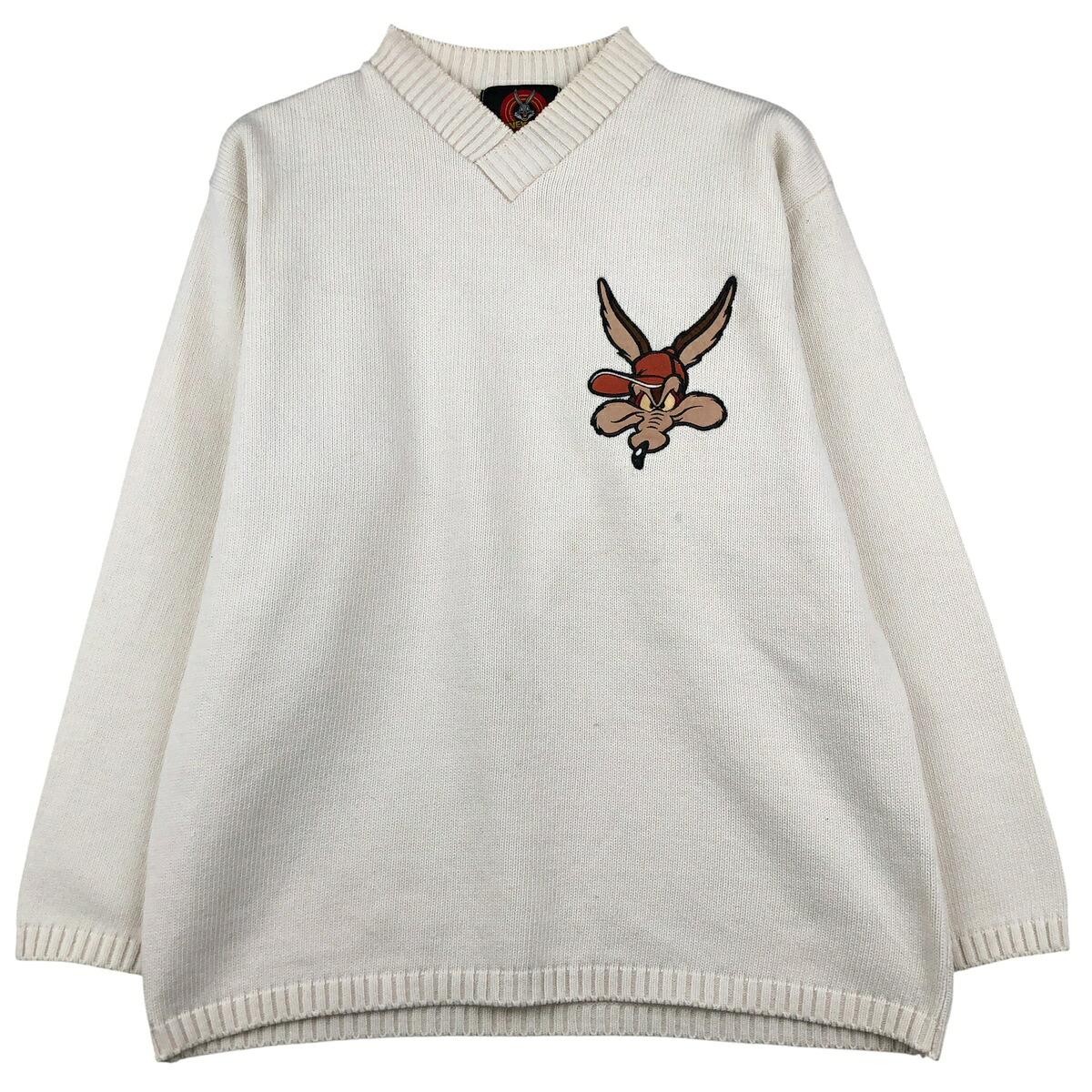 LOONEY TUNES ルーニーテューンズ ワイリーコヨーテ Vネック コットンニットセーター