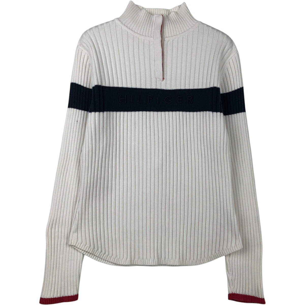 TOMMY HILFIGER/トミーヒルフィガー JEANS コットンニットハーフボタンセーター