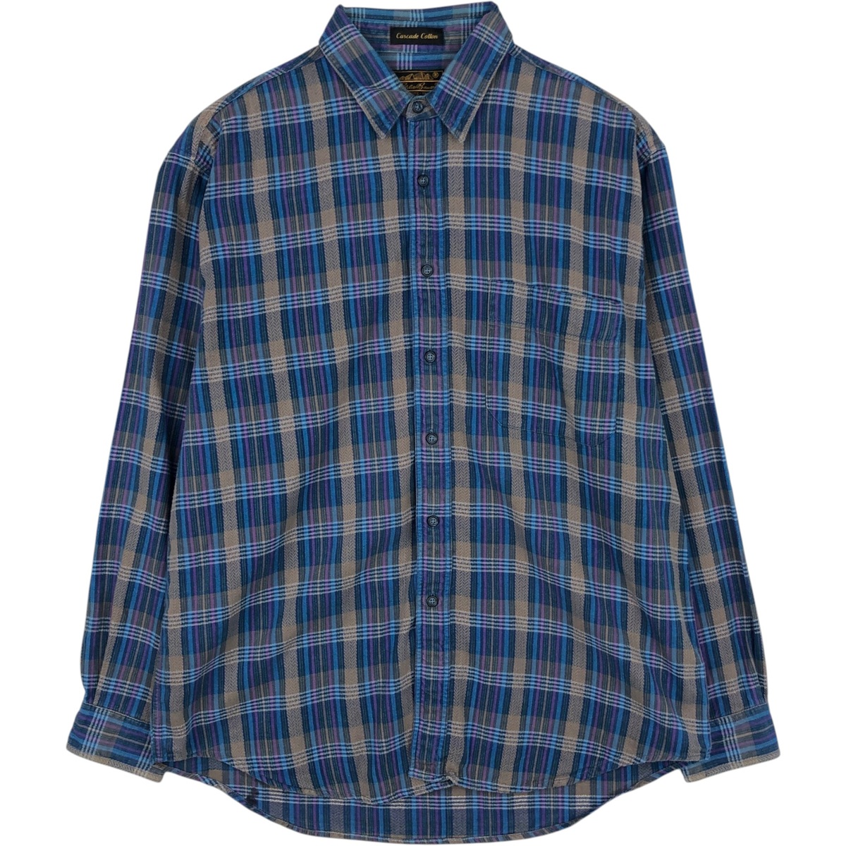 Eddie Bauer/エディーバウアー 黒タグ 長袖 コットンチェックシャツ