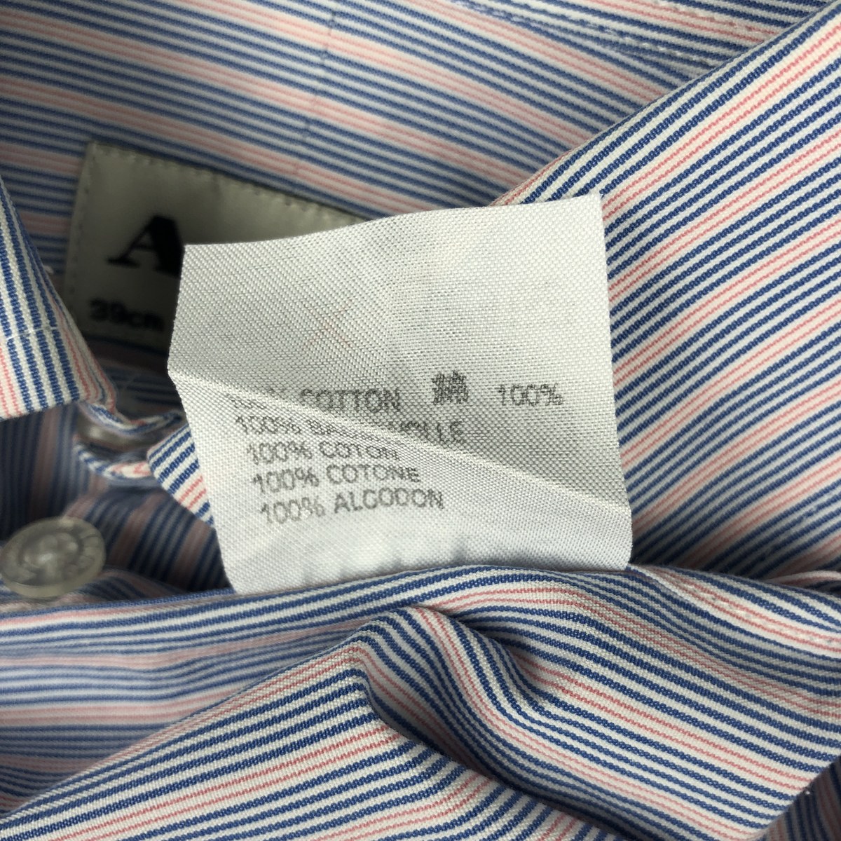 古着 アクアスキュータム Aquascutum ワイドカラー 長袖 コットンストライプシャツ メンズM相当 /eaa633119 【中古】 【260413】