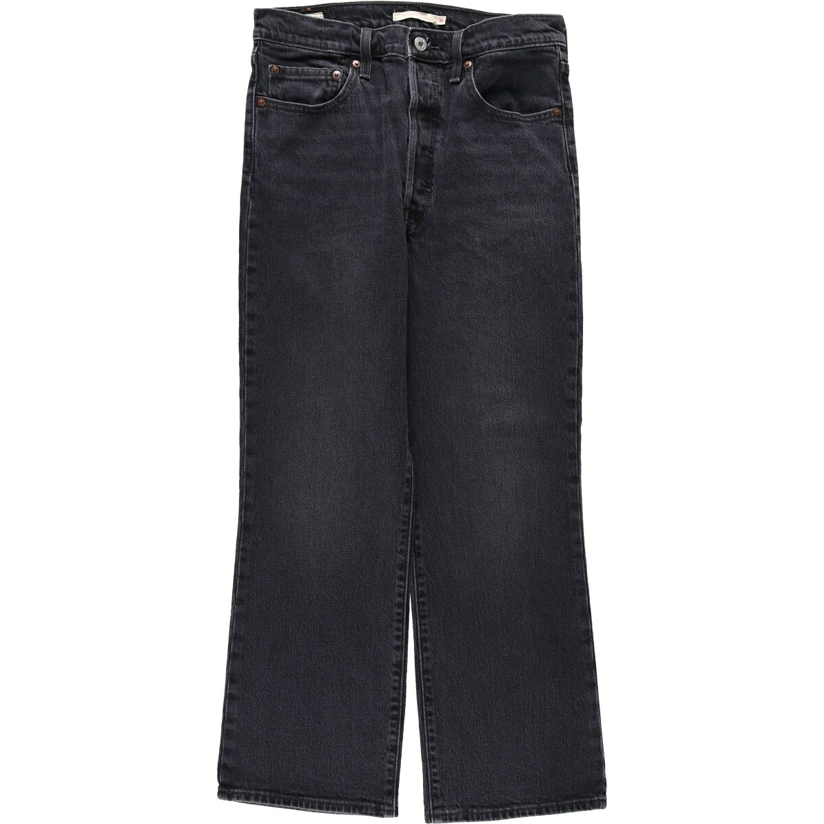 Levi's/リーバイス RIBCAGE CROP BOOT ブラックデニム ブーツカットデニムパンツ