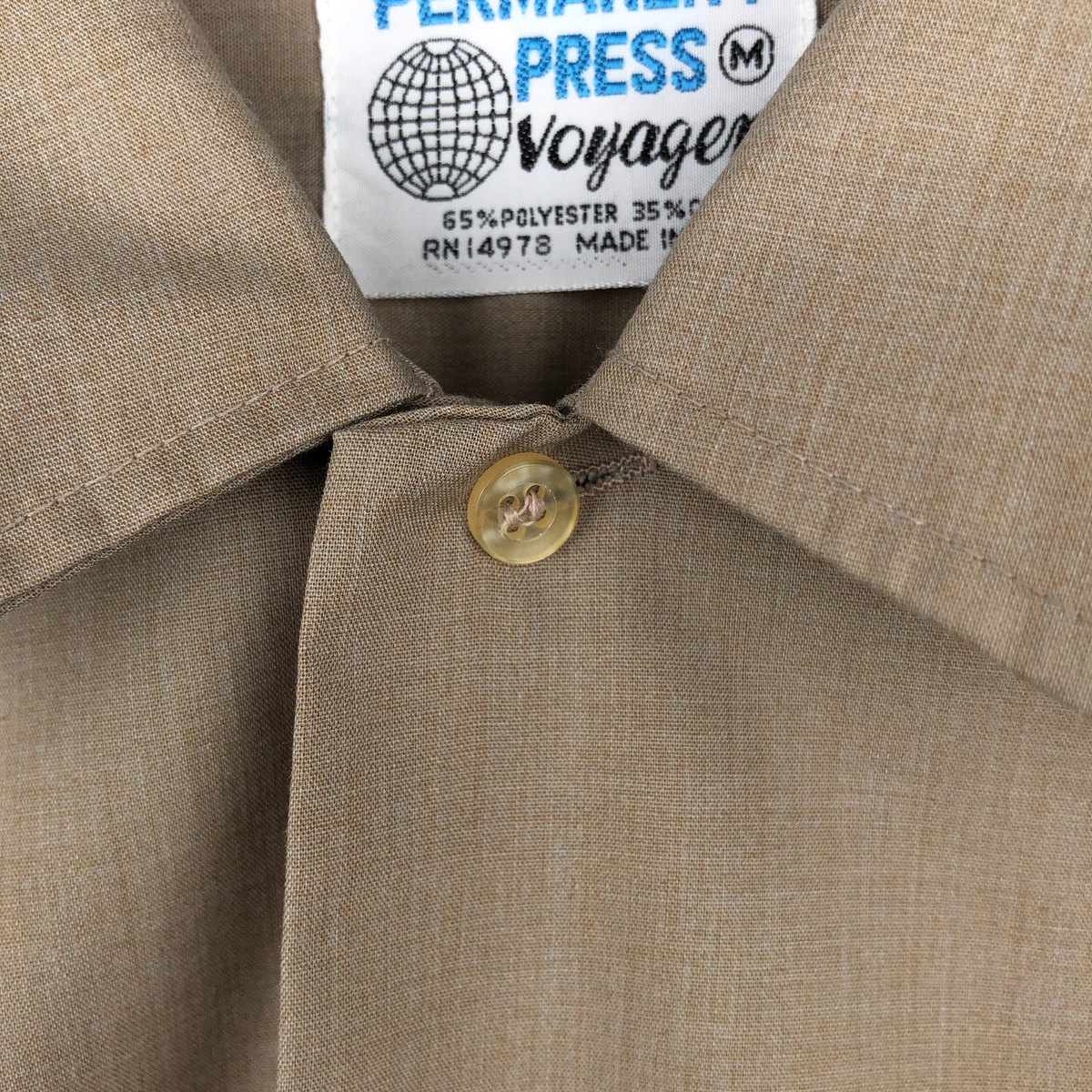 古着 Voyager PERMANENT PRESS コンバーチブルカラー 長袖 ポリコットンシャツ メンズM相当 ヴィンテージ /eaa643362 【中古】 【260629】