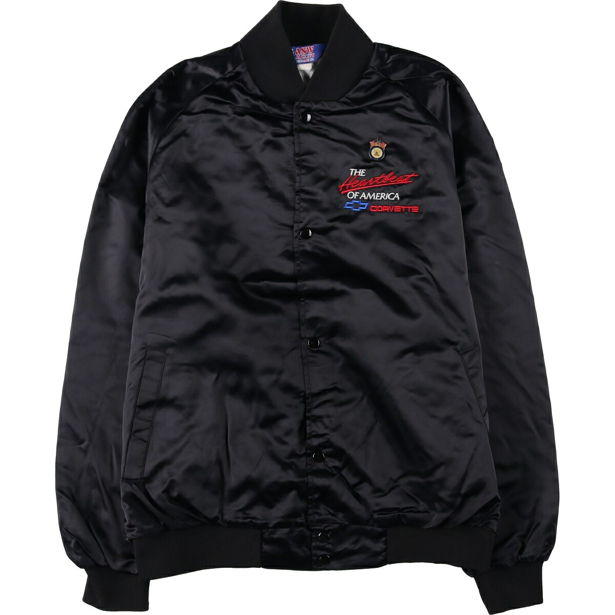 ASW JACKETS THE Heartbeat OF AMERICA CHEVROLET シボレー ナイロンスタジャン アワードジャケット バーシティジャケット