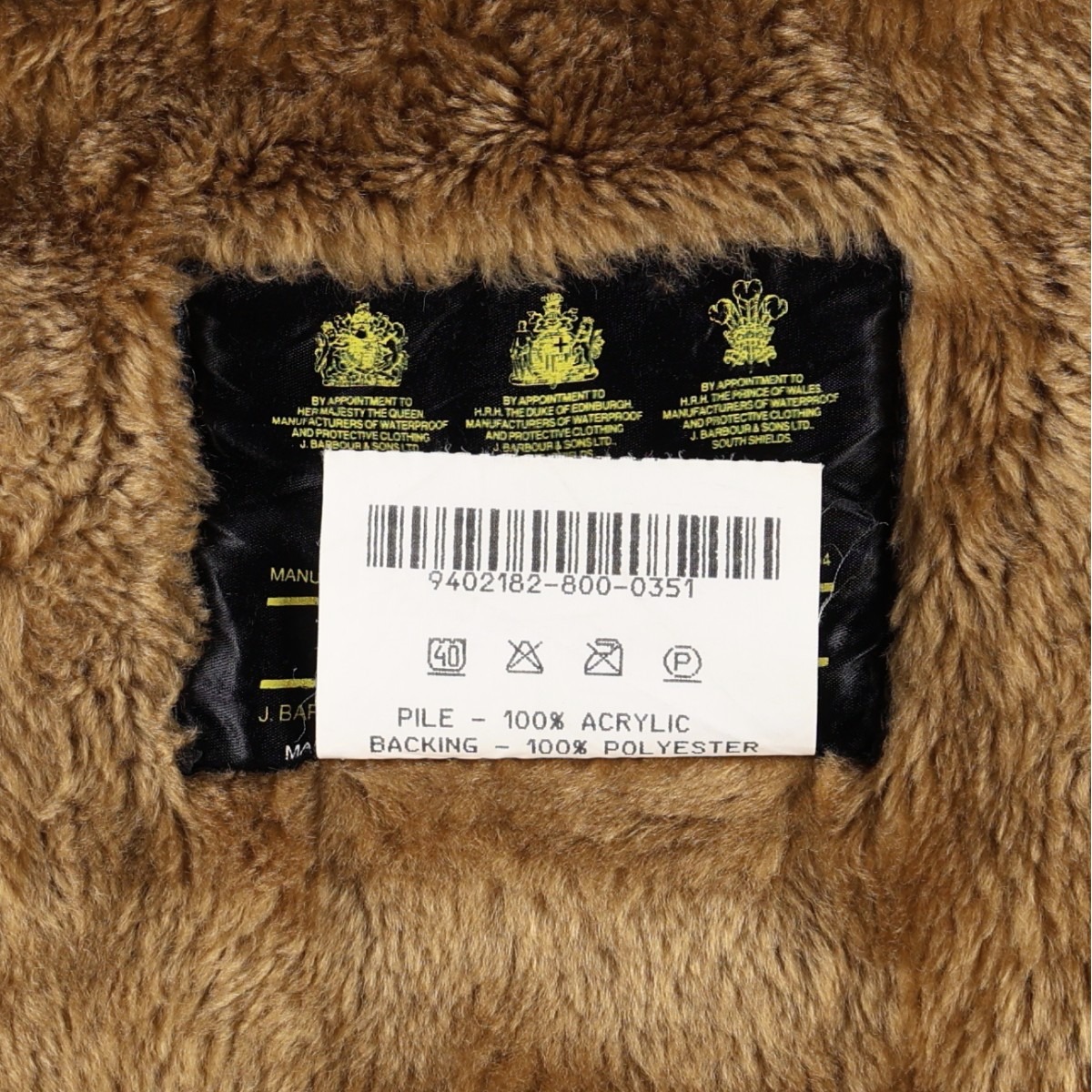 Barbour/バブアー A297 ACRYLIC LINING ファーベスト
