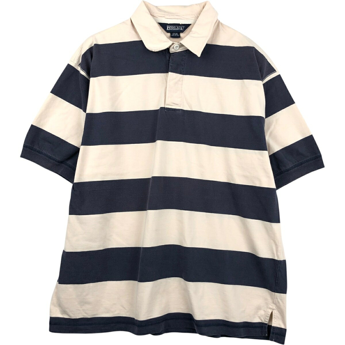 LANDS'END/ランズエンド 半袖 ボーダー ポロシャツ
