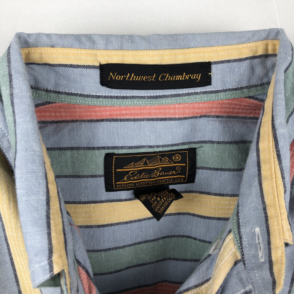 Eddie Bauer/エディーバウアー 黒タグ 半袖 ボタンダウン ストライプシャツ