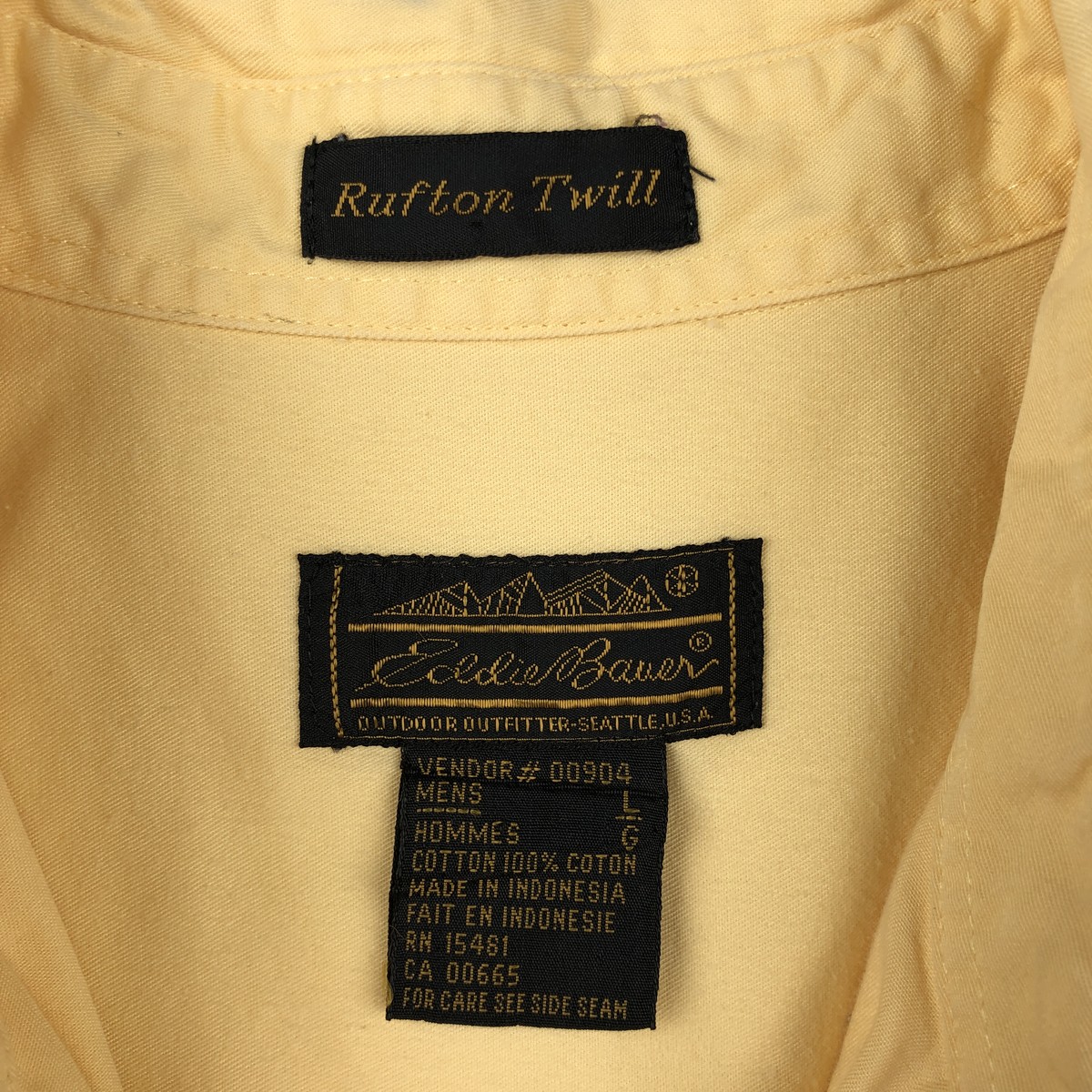 Eddie Bauer/エディーバウアー Rufton Twill 黒タグ 半袖 ボタンダウンシャツ