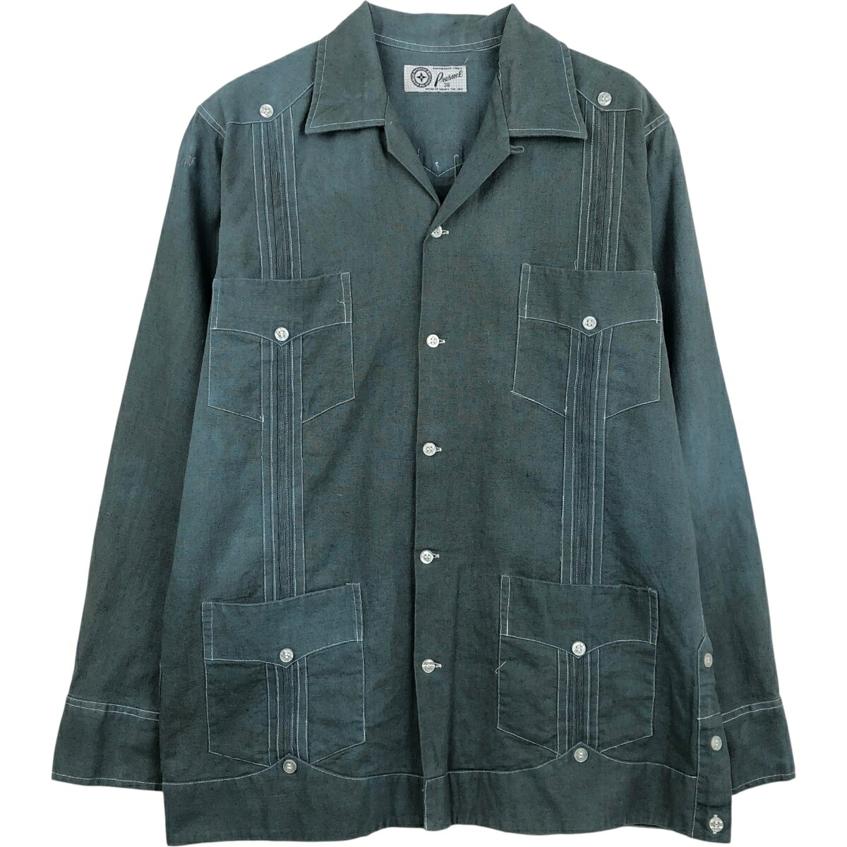 Presuel 長袖 メキシカンシャツ キューバシャツ