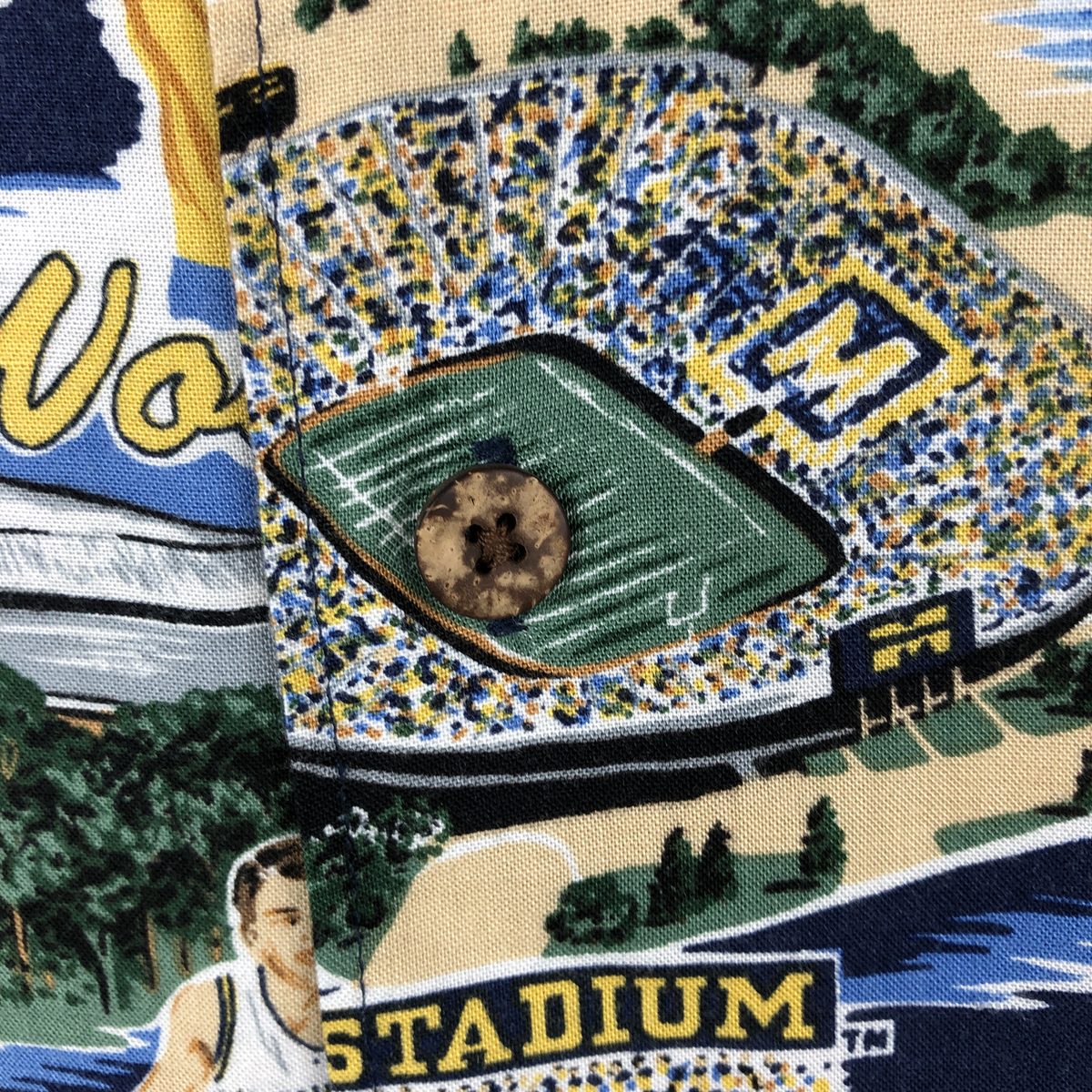REYNSPOONER/レインスプーナー MICHIGAN ミシガン大学 レーヨン ハワイアンアロハシャツ