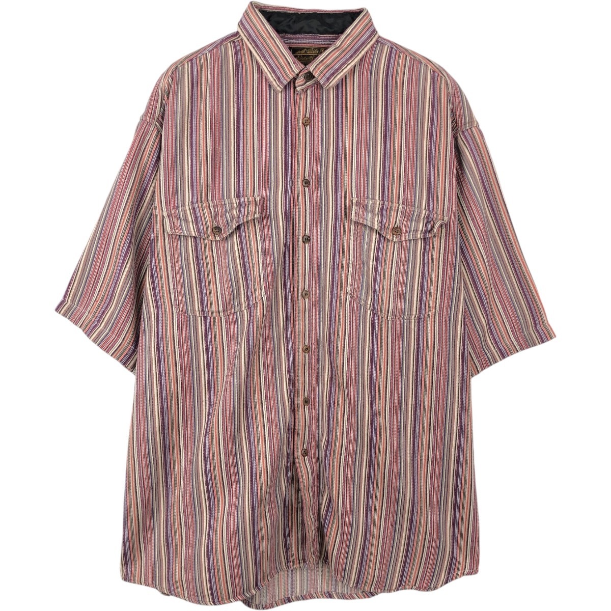Eddie Bauer/エディーバウアー 黒タグ 半袖 コットン ストライプシャツ