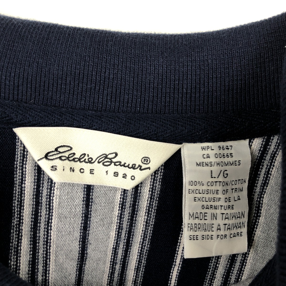 Eddie Bauer/エディーバウアー 長袖 ストライプ ポロシャツ