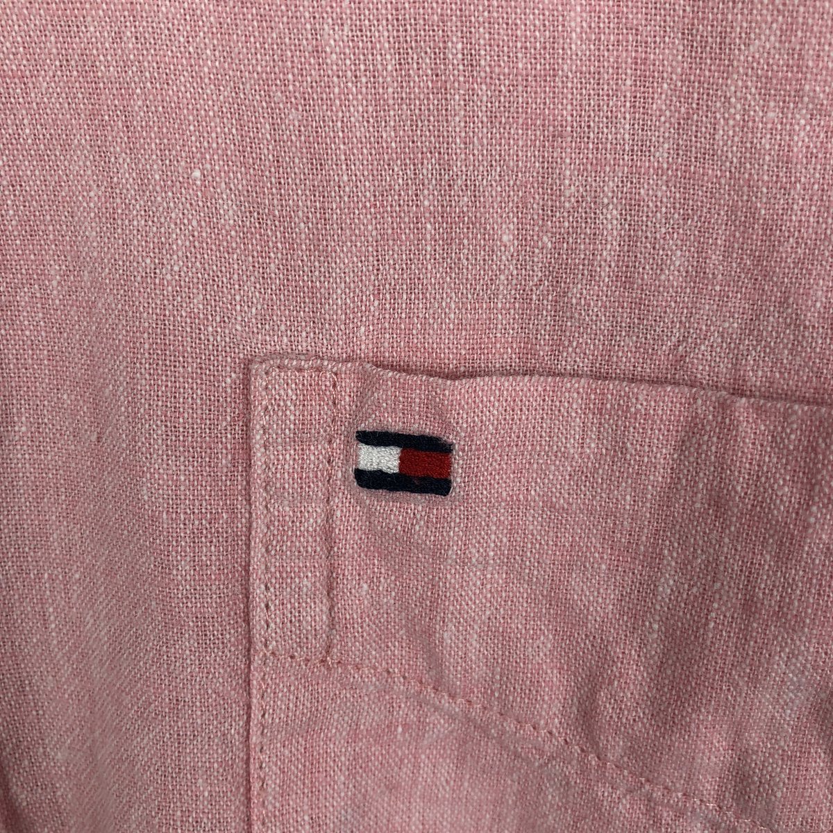 TOMMY HILFIGER/トミーヒルフィガー CUSTOM FIT 半袖 リネン ボタンダウンシャツ