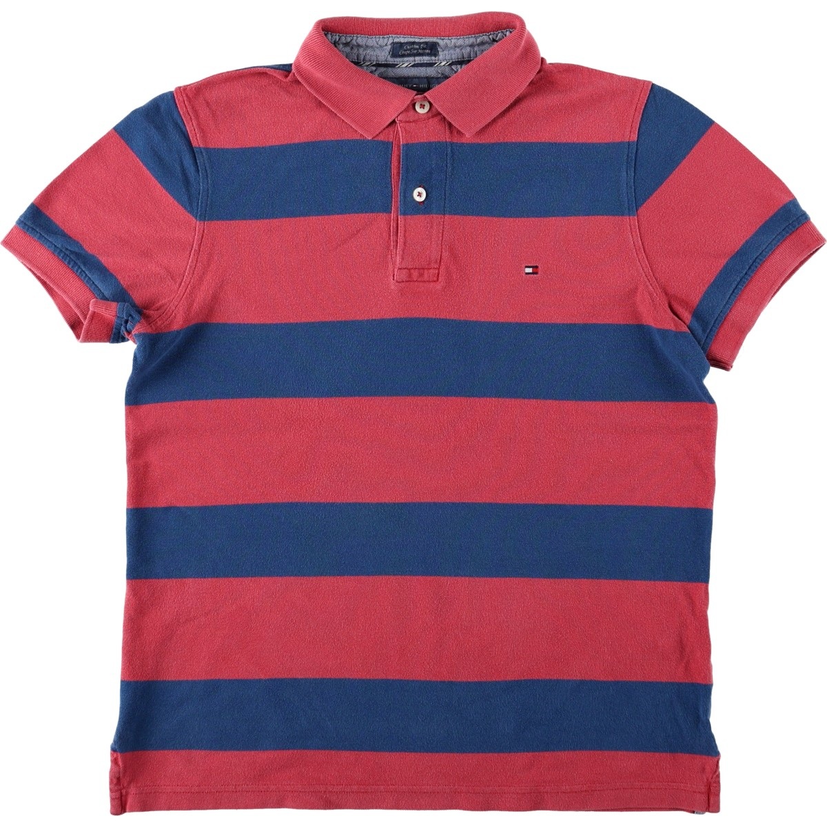 TOMMY HILFIGER/トミーヒルフィガー CUSTOM FIT 半袖 ボーダー ポロシャツ