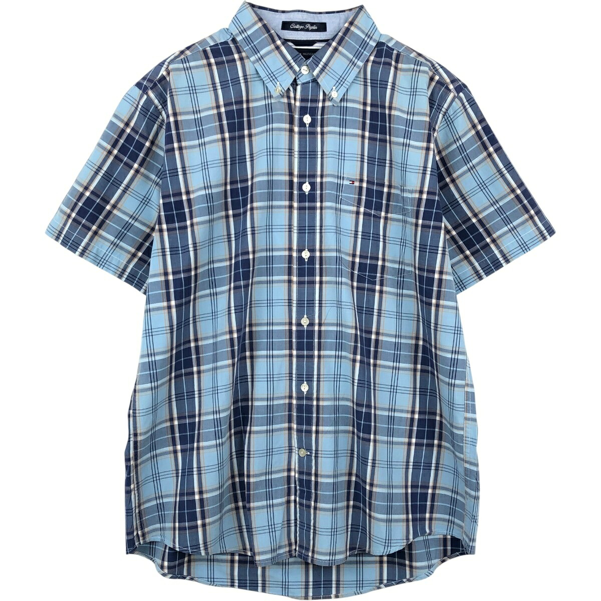TOMMY HILFIGER/トミーヒルフィガー College Poplin 半袖 ボタンダウン チェックシャツ