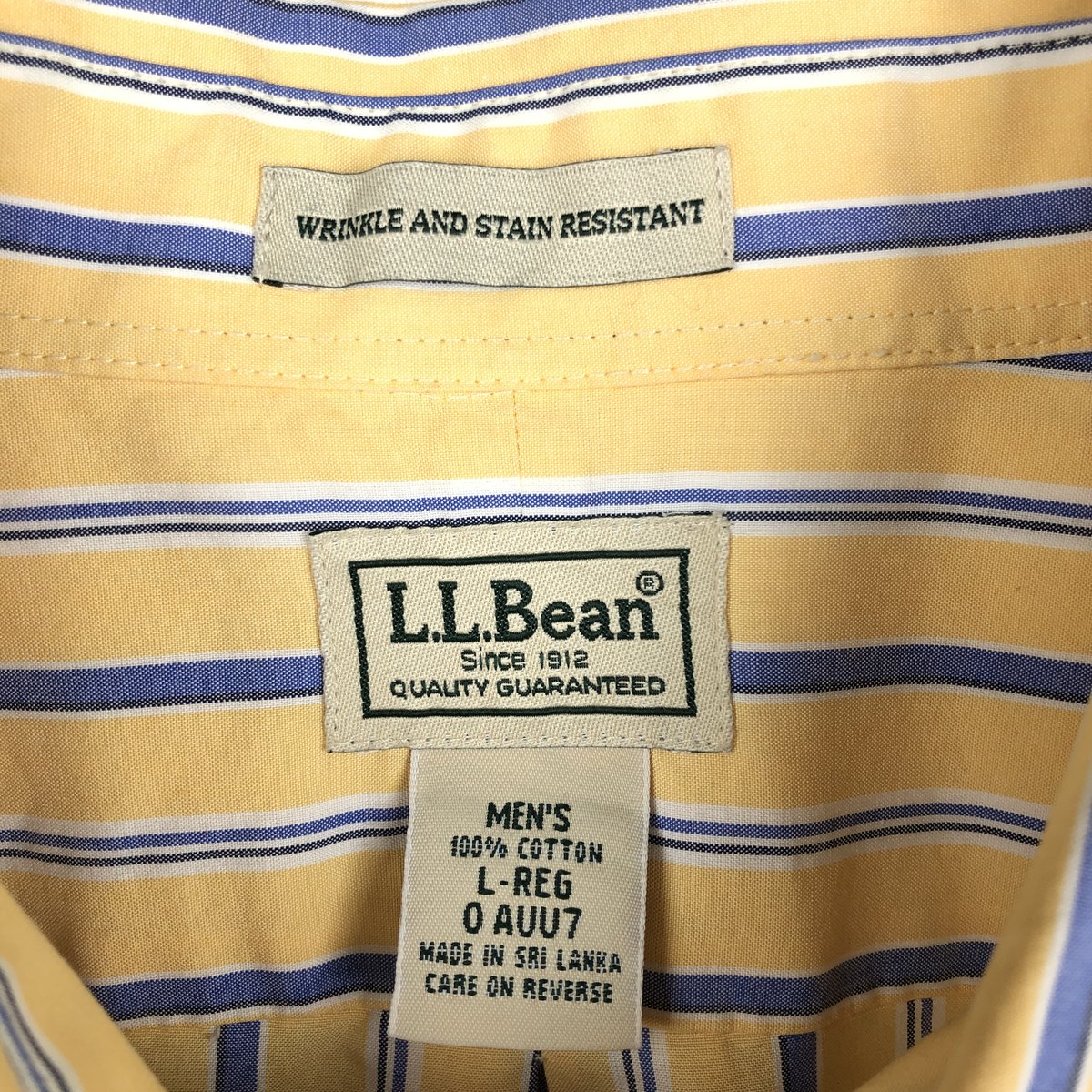 L.L.Bean/エルエルビーン WRINKLE AND STAIN RESISTANT 半袖 ボタンダウン ストライプシャツ
