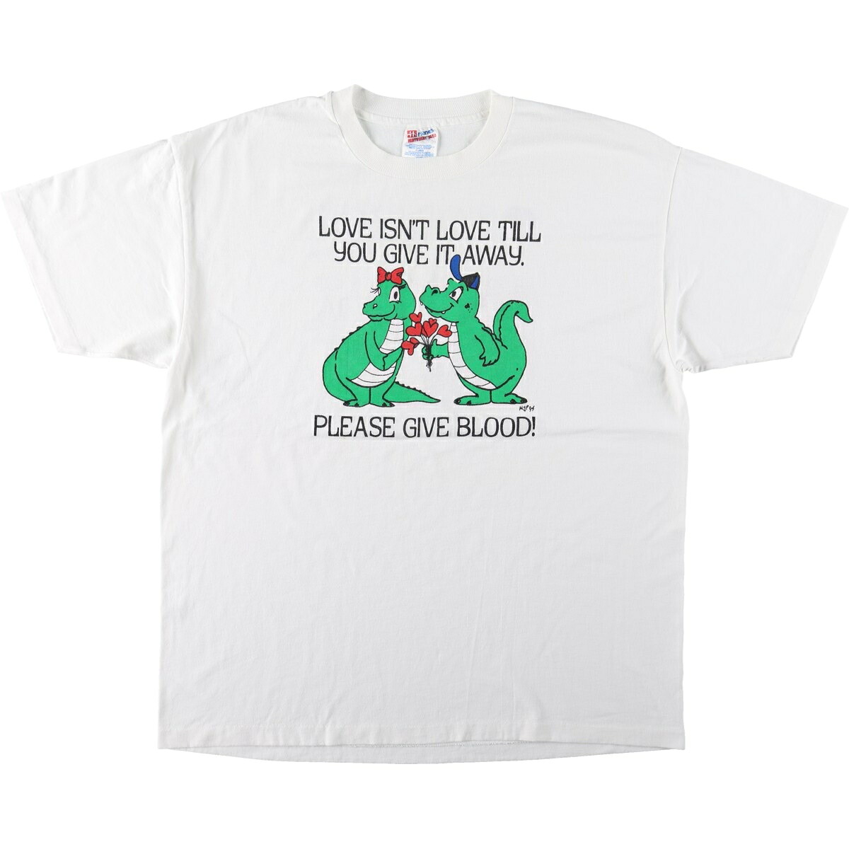 Hanes/ヘインズ HEAVYWEIGHT 50/50 メッセージプリントTシャツ