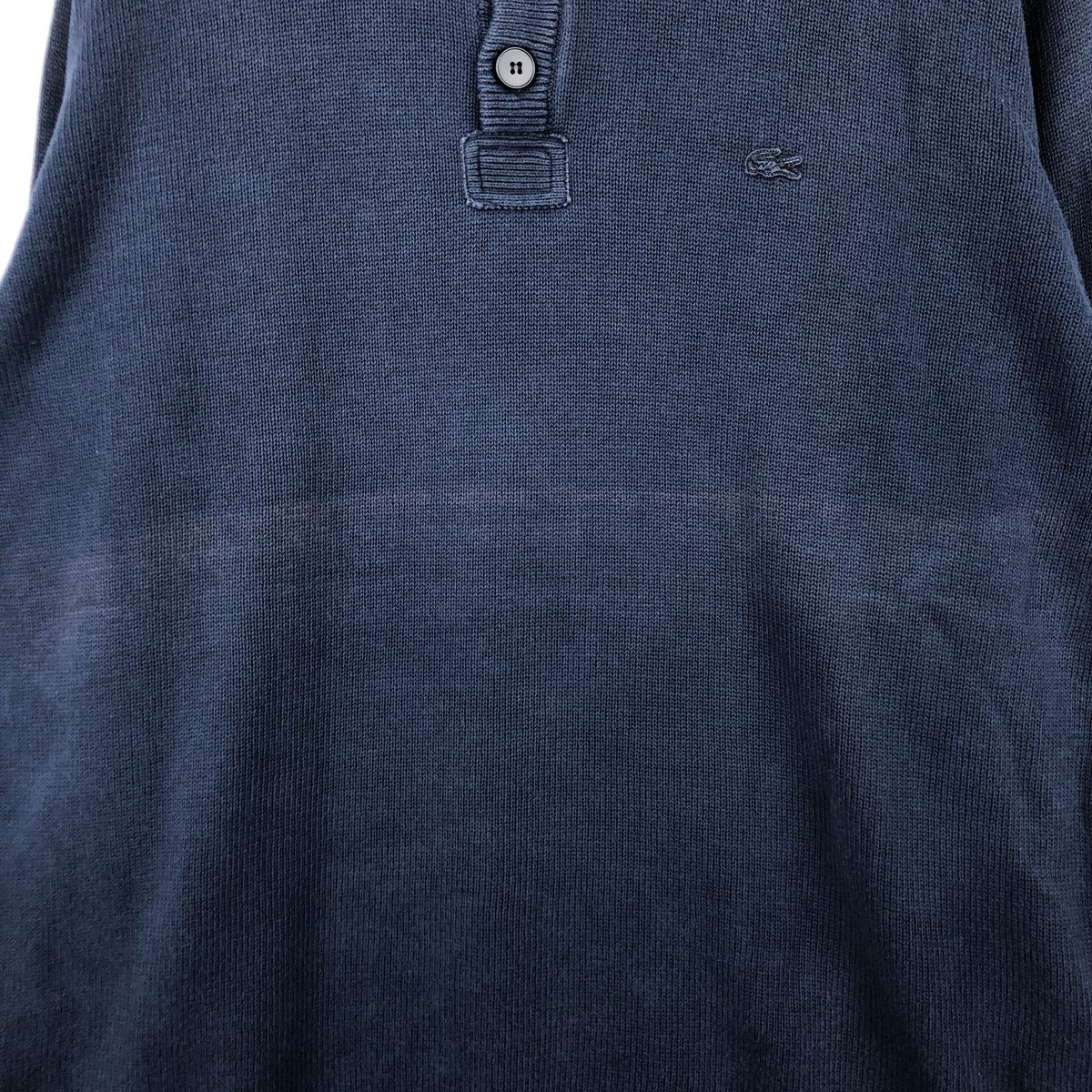 LACOSTE/ラコステ VINTAGE WASHED フランス企画 コットンニットハーフボタンセーター