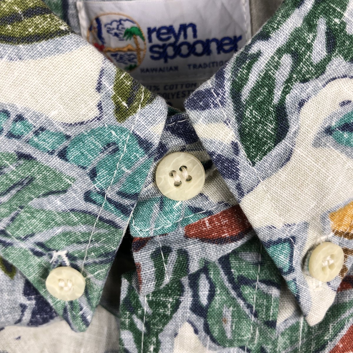 REYNSPOONER/レインスプーナー 水着タグ ビキニタグ ボタンダウン ハワイアンアロハシャツ