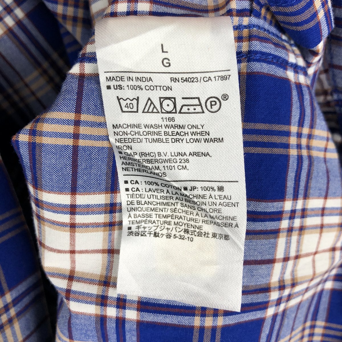 BANANA REPUBLIC/バナナリパブリック UNTUCKED FIT 長袖 ボタンダウンチェックシャツ