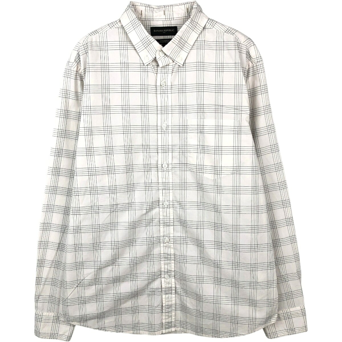 BANANA REPUBLIC/バナナリパブリック UNTUCKED FIT 長袖 ボタンダウンチェックシャツ