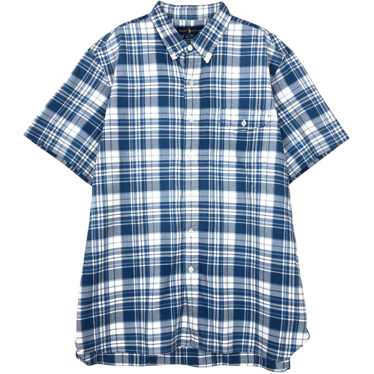 Ralph Lauren/ラルフローレン INDIGO OXFORD 半袖 ボタンダウン チェックシャツ