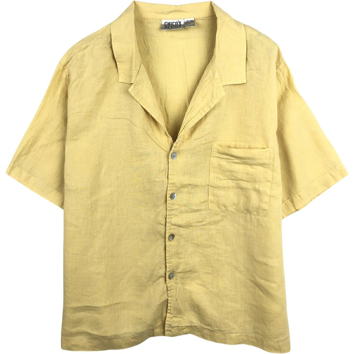 CHICO'S DESIGN 半袖 オープンカラー リネンシャツ