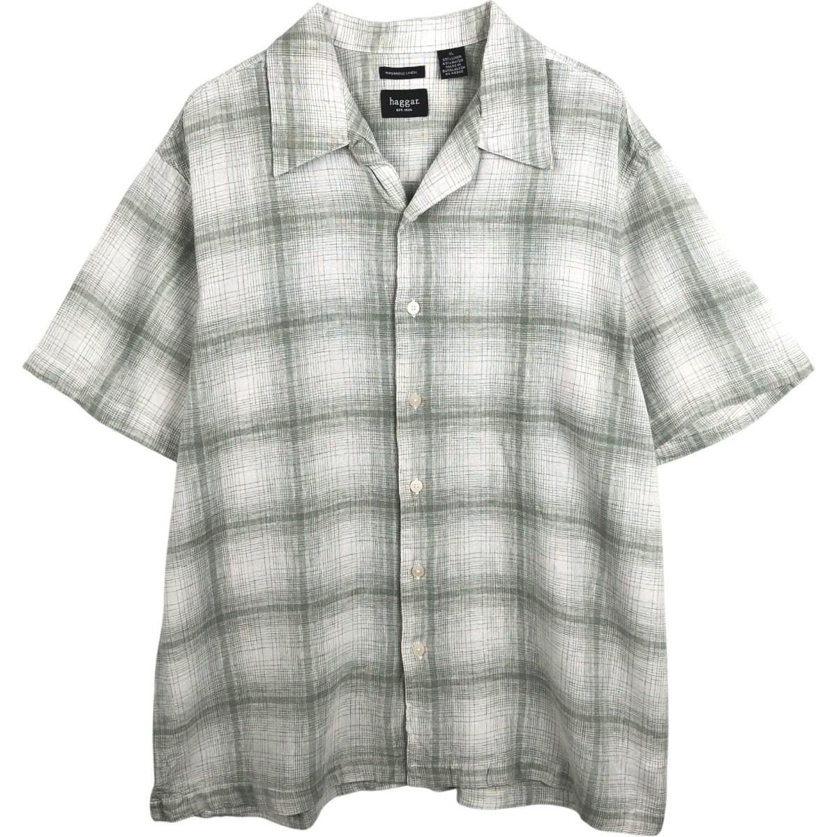 HAGGAR/ハガー WASHABLE LINEN 半袖 オープンカラー リネンシャツ