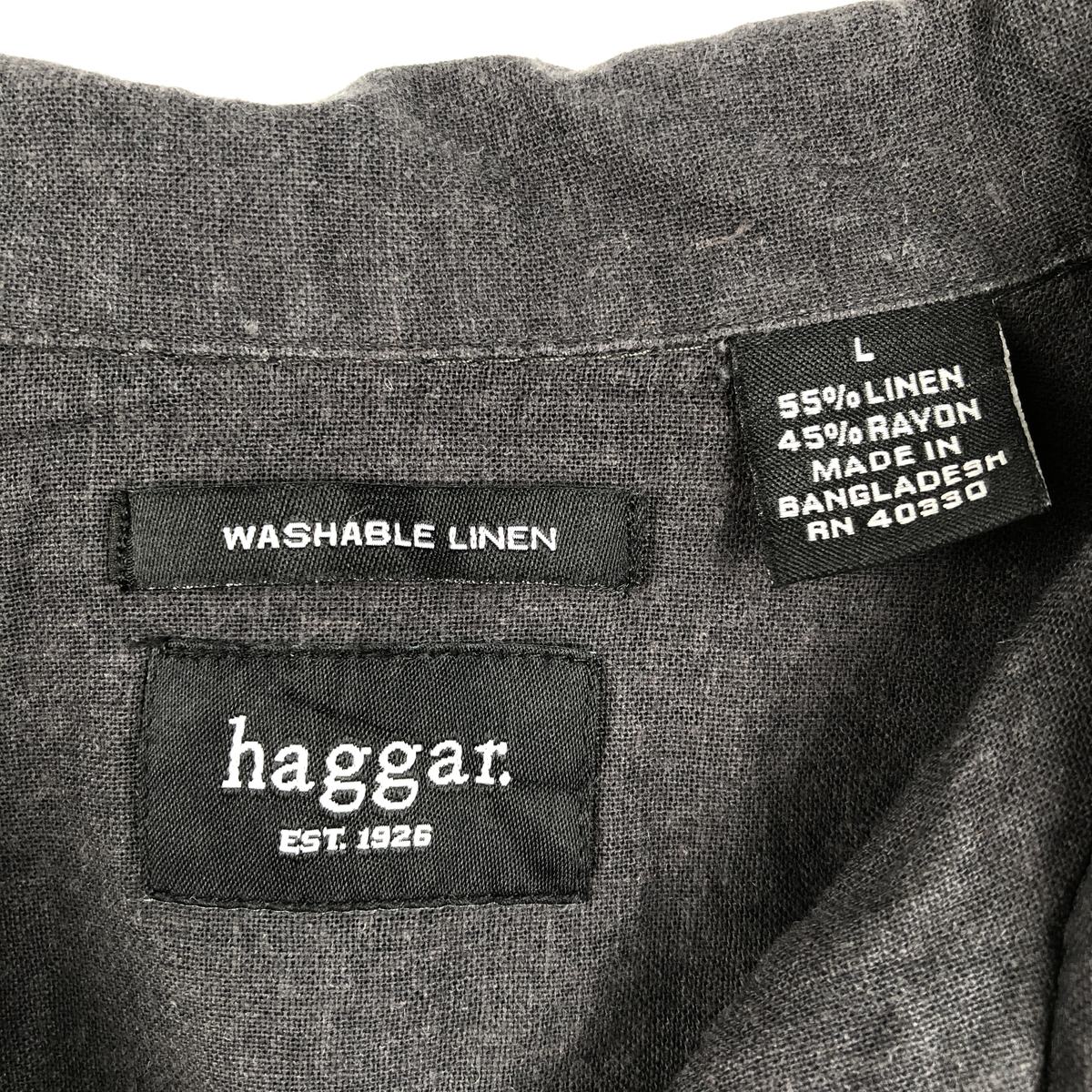 HAGGAR/ハガー WASHABLE LINEN 半袖 オープンカラー リネンシャツ
