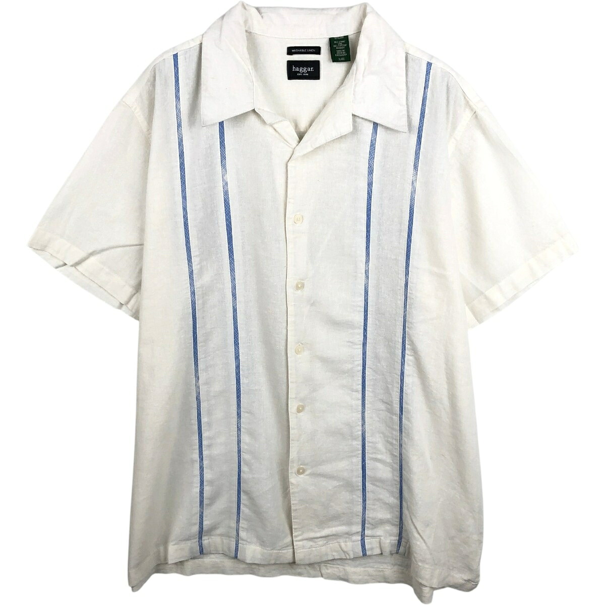 HAGGAR/ハガー WASHABLE LINEN 半袖 オープンカラー リネンシャツ