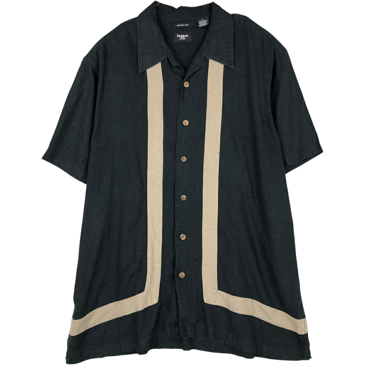 Haggar/ハガー 半袖 オープンカラー リネンシャツ