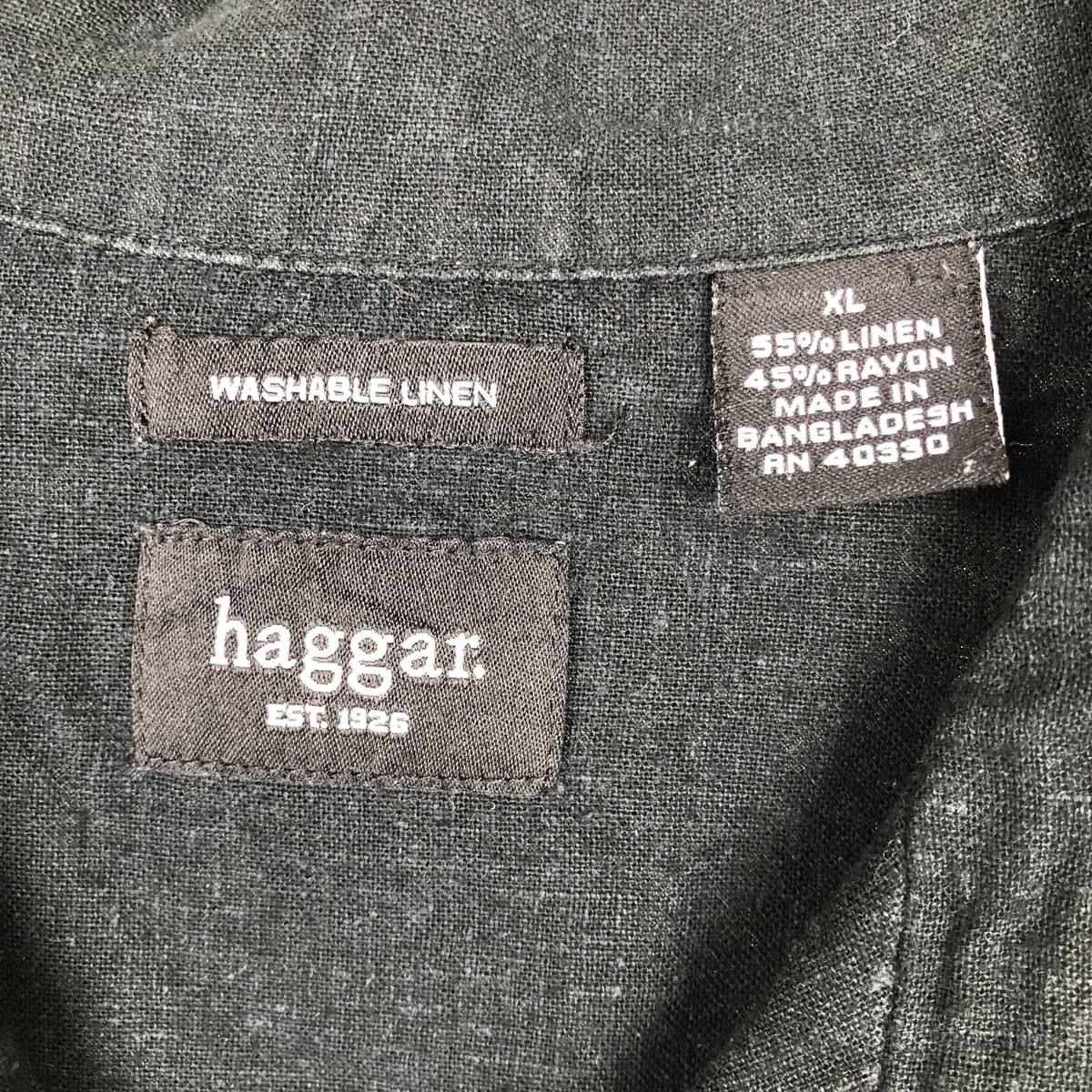 Haggar/ハガー 半袖 オープンカラー リネンシャツ