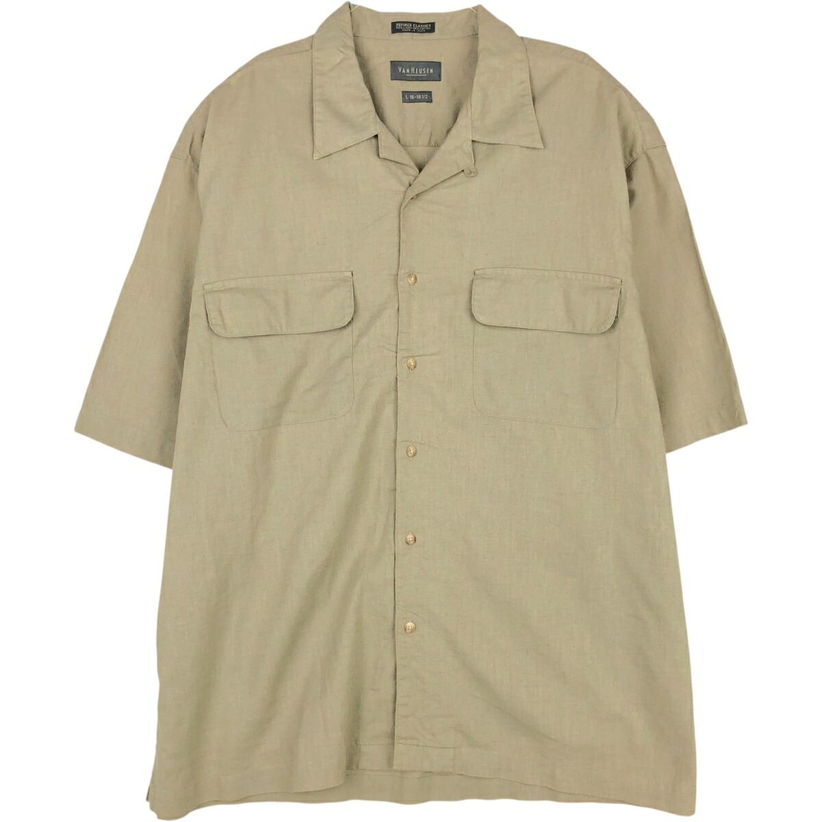 VAN HEUSEN/ヴァンヒューゼン 半袖 オープンカラー リネンシャツ