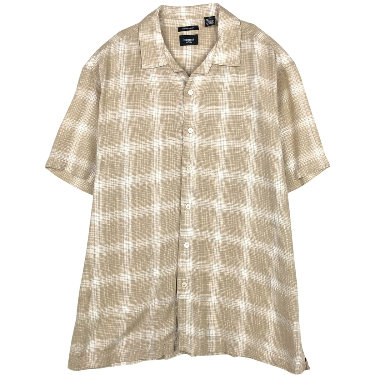 Haggar/ハガー 半袖 オープンカラー リネンシャツ