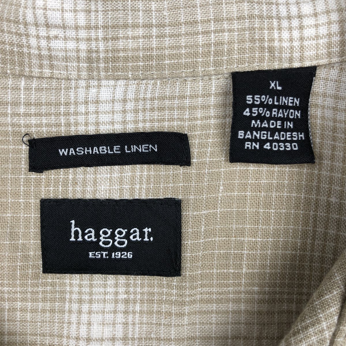 Haggar/ハガー 半袖 オープンカラー リネンシャツ