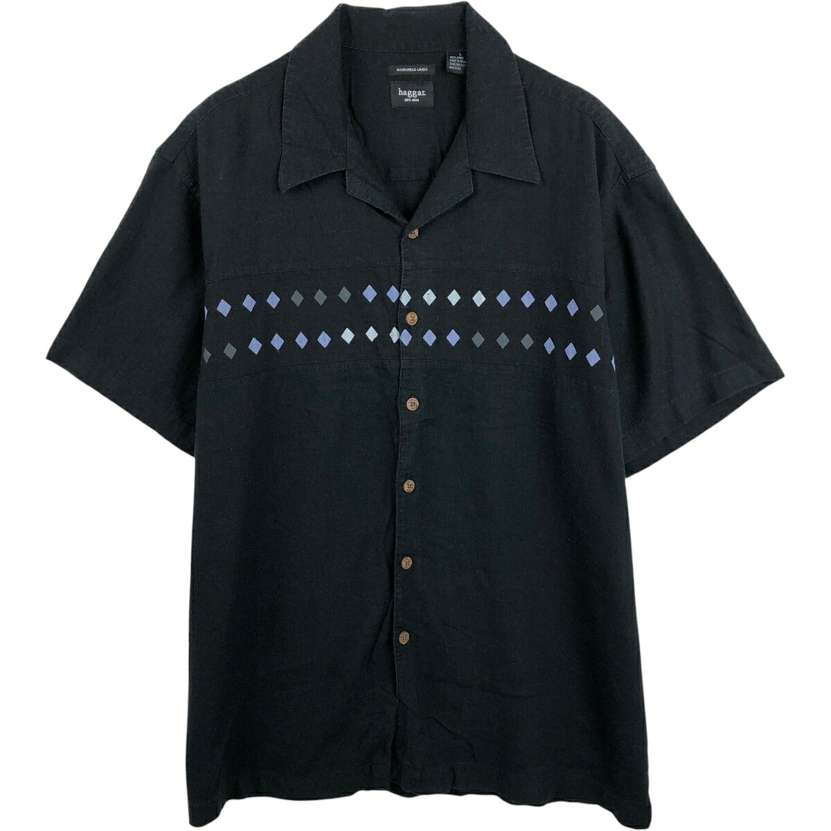 haggar/ハガー 半袖 オープンカラー リネンシャツ