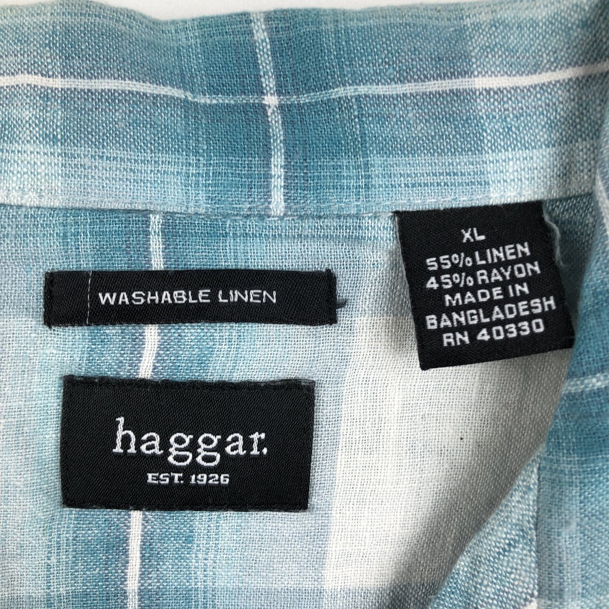 haggar/ハガー 半袖 オープンカラー リネンシャツ