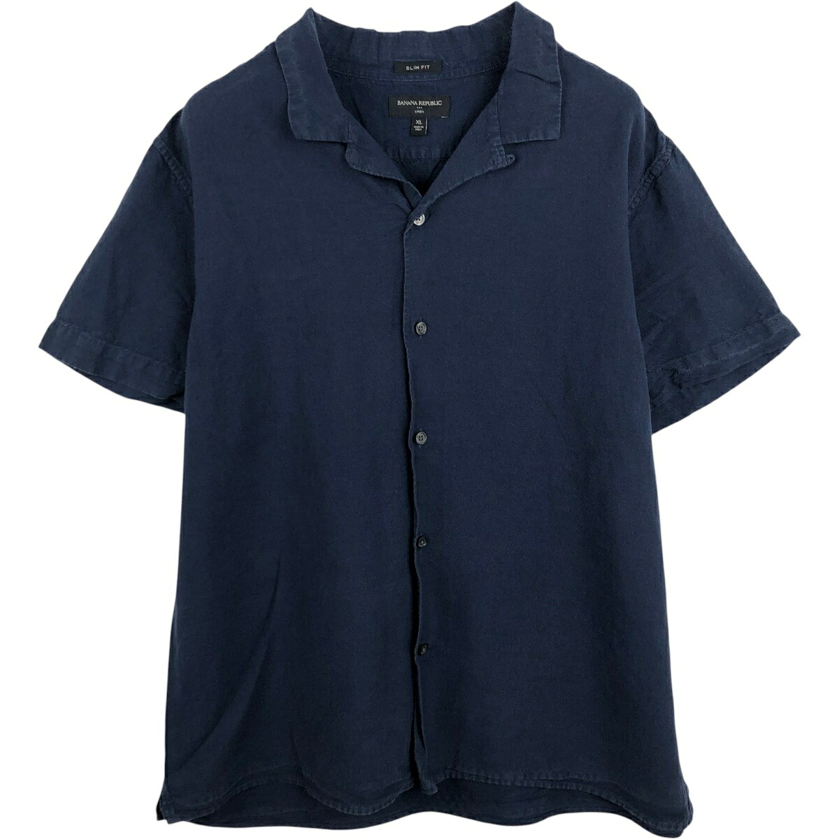 BANANA REPUBLIC/バナナリパブリック SLIM FIT 半袖 オープンカラー リネンシャツ