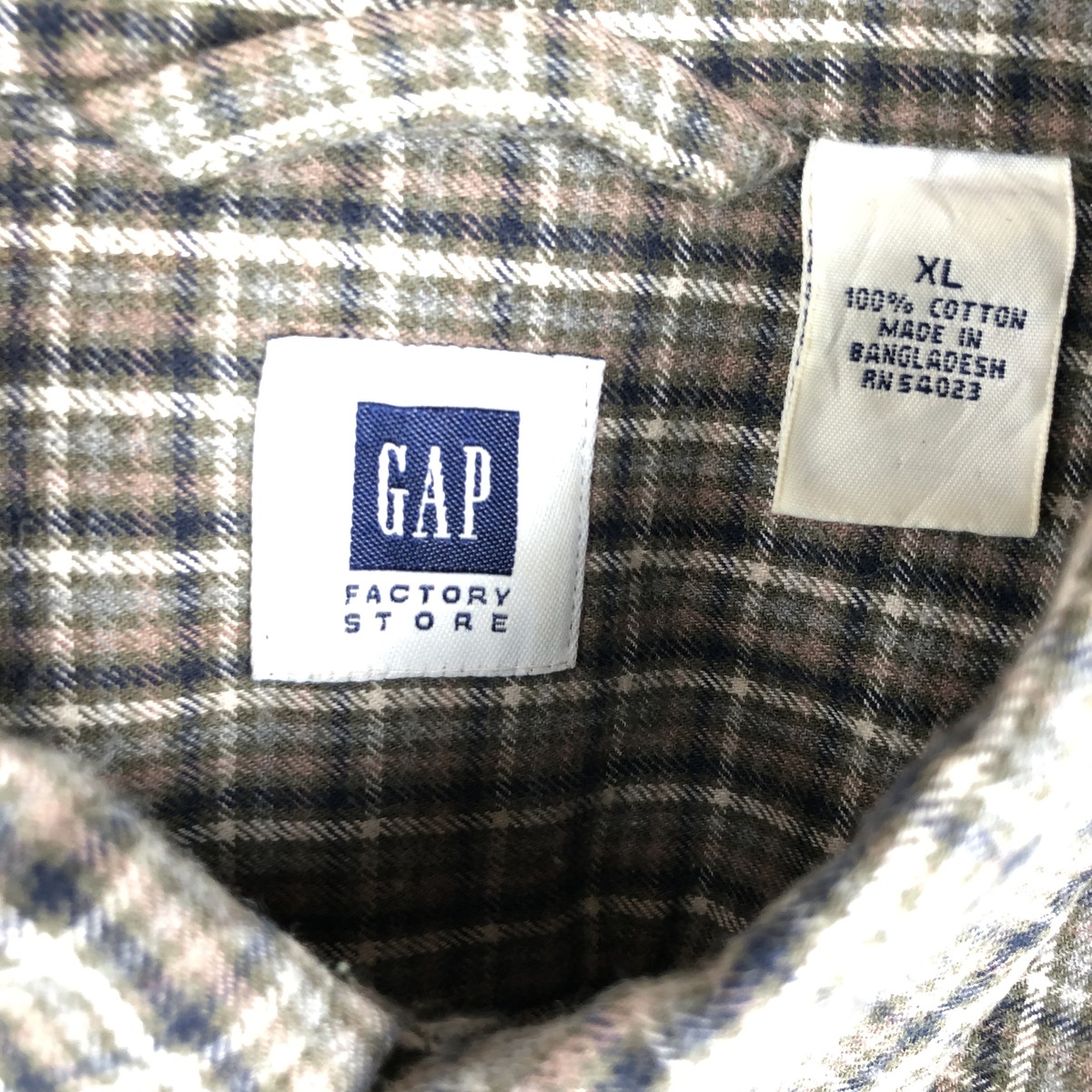 GAP/ギャップ FACTORY STORE 長袖 ボタンダウン フランネルチェックシャツ