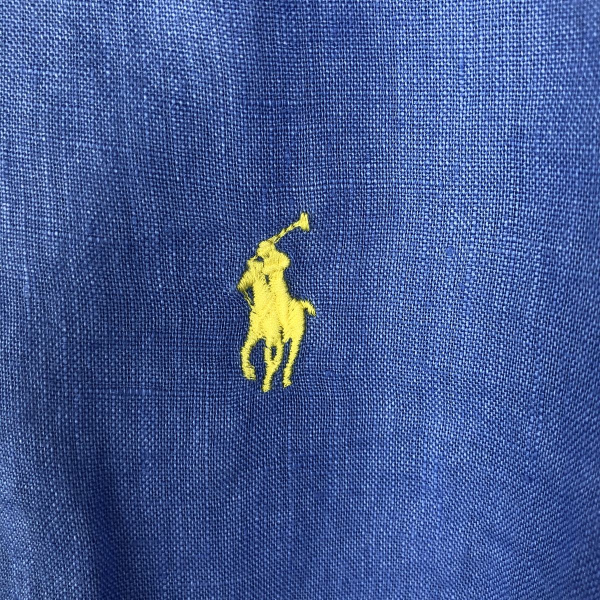 Ralph Lauren/ラルフローレン CUSTOM FIT 長袖 リネン ボタンダウンシャツ