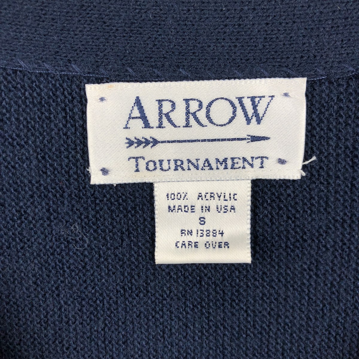 古着 90年代 アロー Arrow TOURNAMENT アクリルニットカーディガン USA製 メンズS相当 ヴィンテージ /eaa677187 【中古】 【261011】