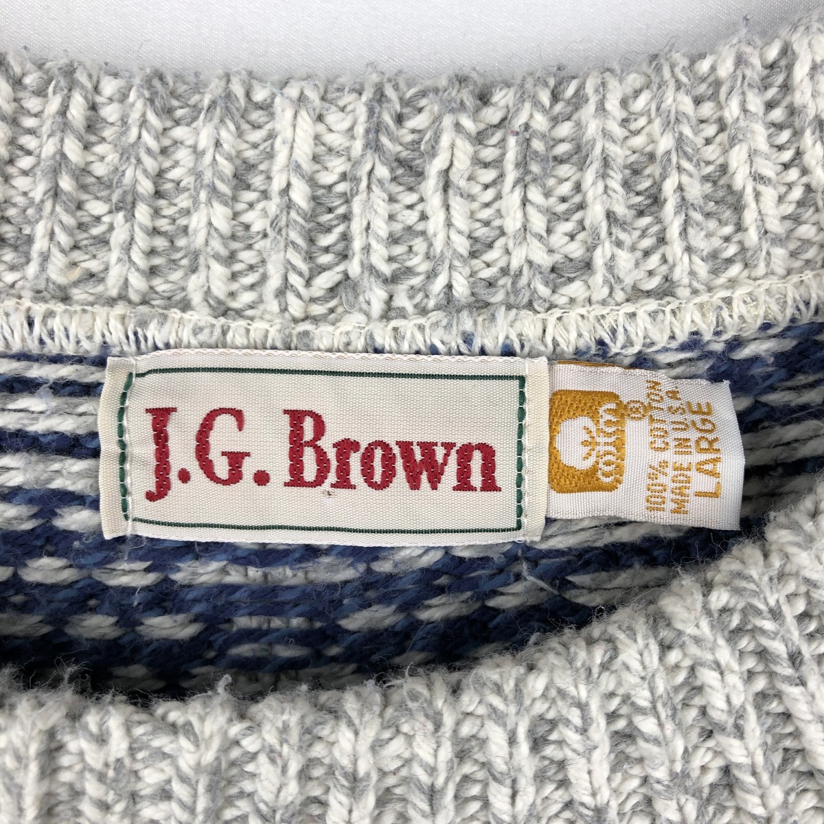 古着 90年代 J.G. Brown 総柄 コットンニットセーター USA製 メンズL相当 ヴィンテージ /eaa678739 【中古】 【261012】
