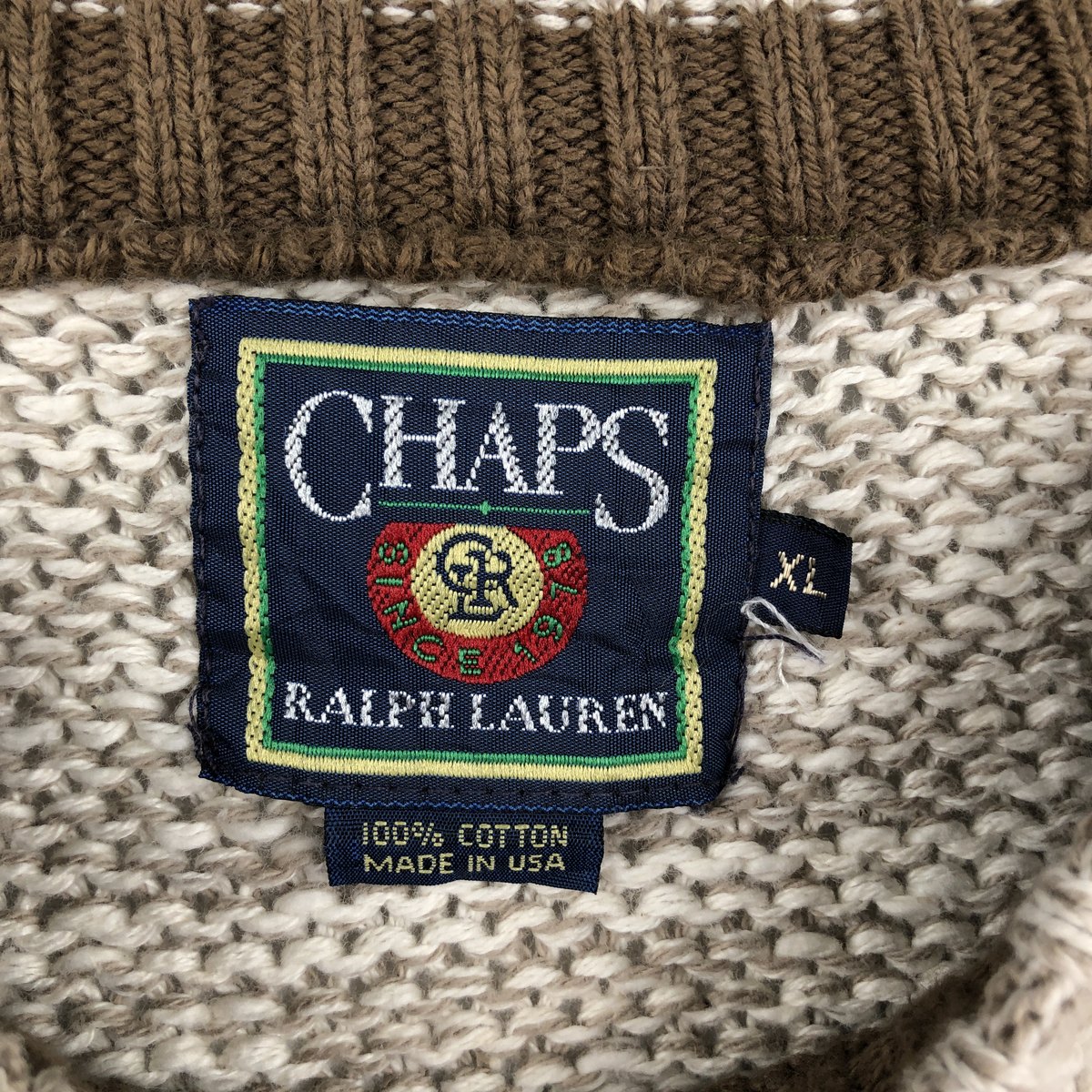 古着 90年代 ラルフローレン Ralph Lauren CHAPS チャップス ケーブル編み コットンニットセーター USA製 メンズXL相当 ヴィンテージ /eaa678762 【中古】 【261014】