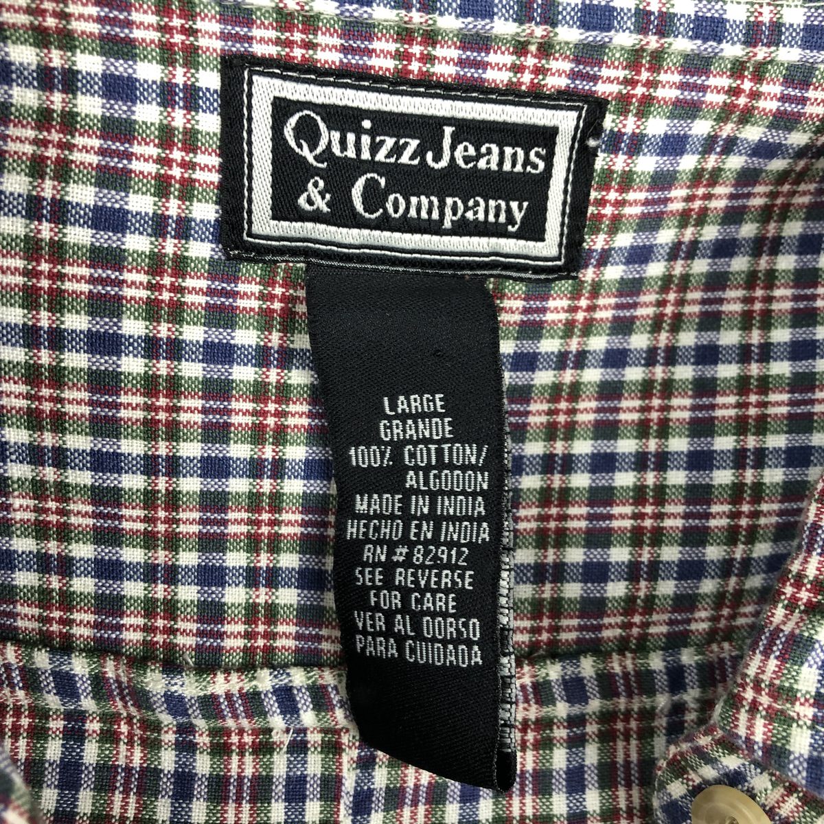 Quizz Jeans&Company 長袖 コットンチェックシャツ