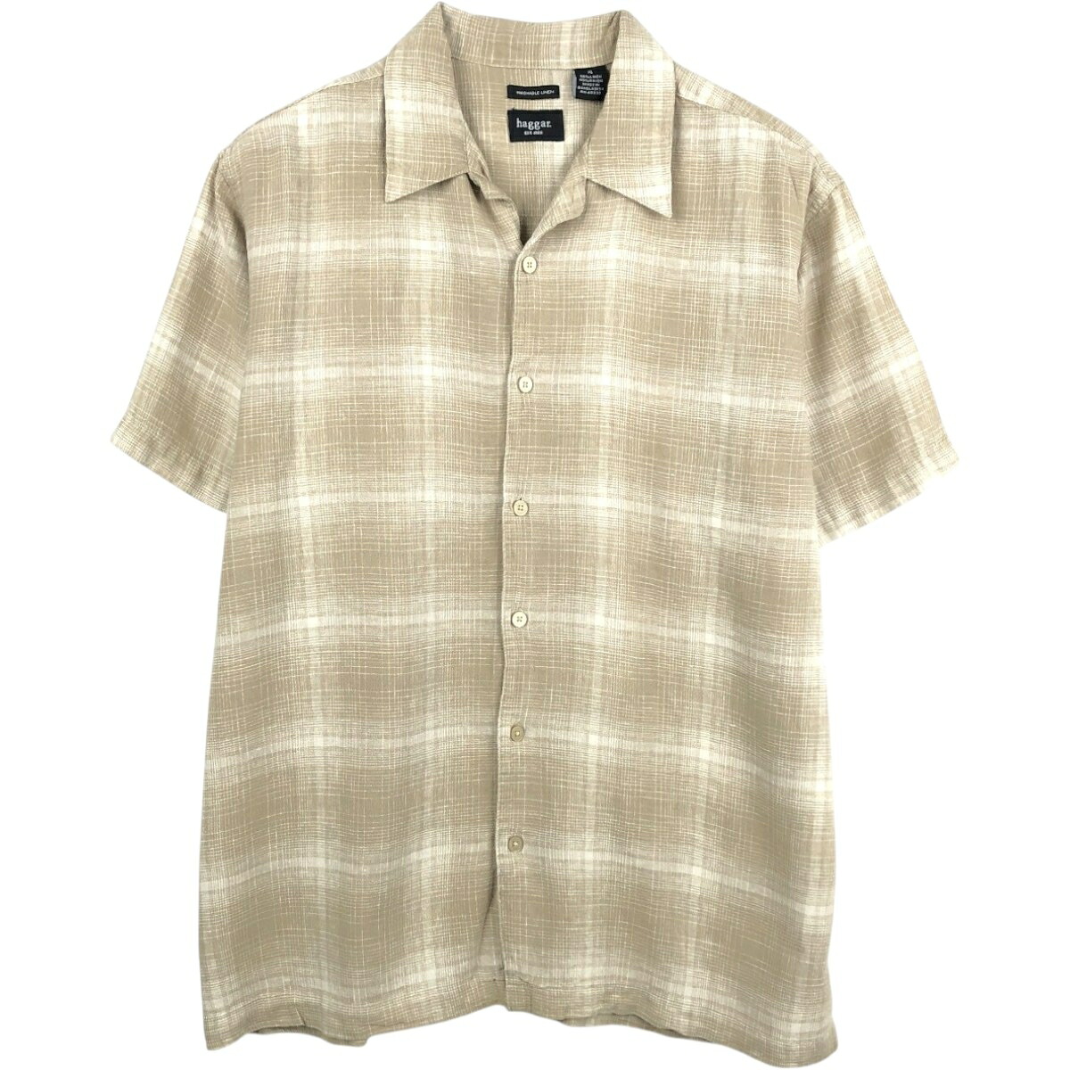 HAGGAR/ハガー WASHABLE LINEN 半袖 オープンカラー リネンシャツ