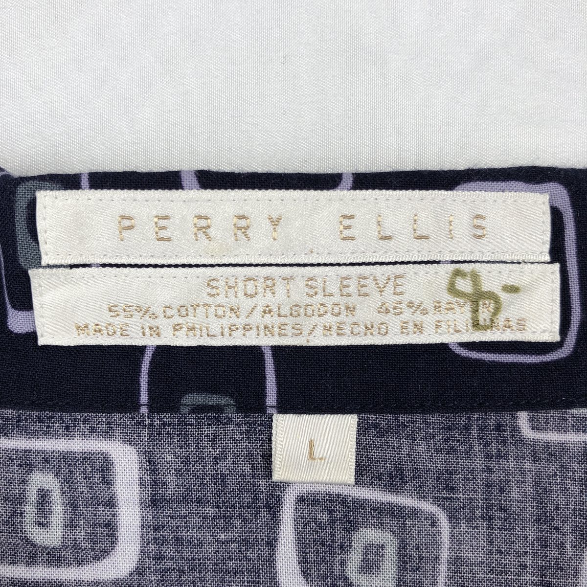 古着 ペリーエリス PERRY ELLIS 総柄 半袖 オープンカラー コットン×レーヨンシャツ ボックスシャツ メンズL相当 /eaa670683 【中古】 【260829】