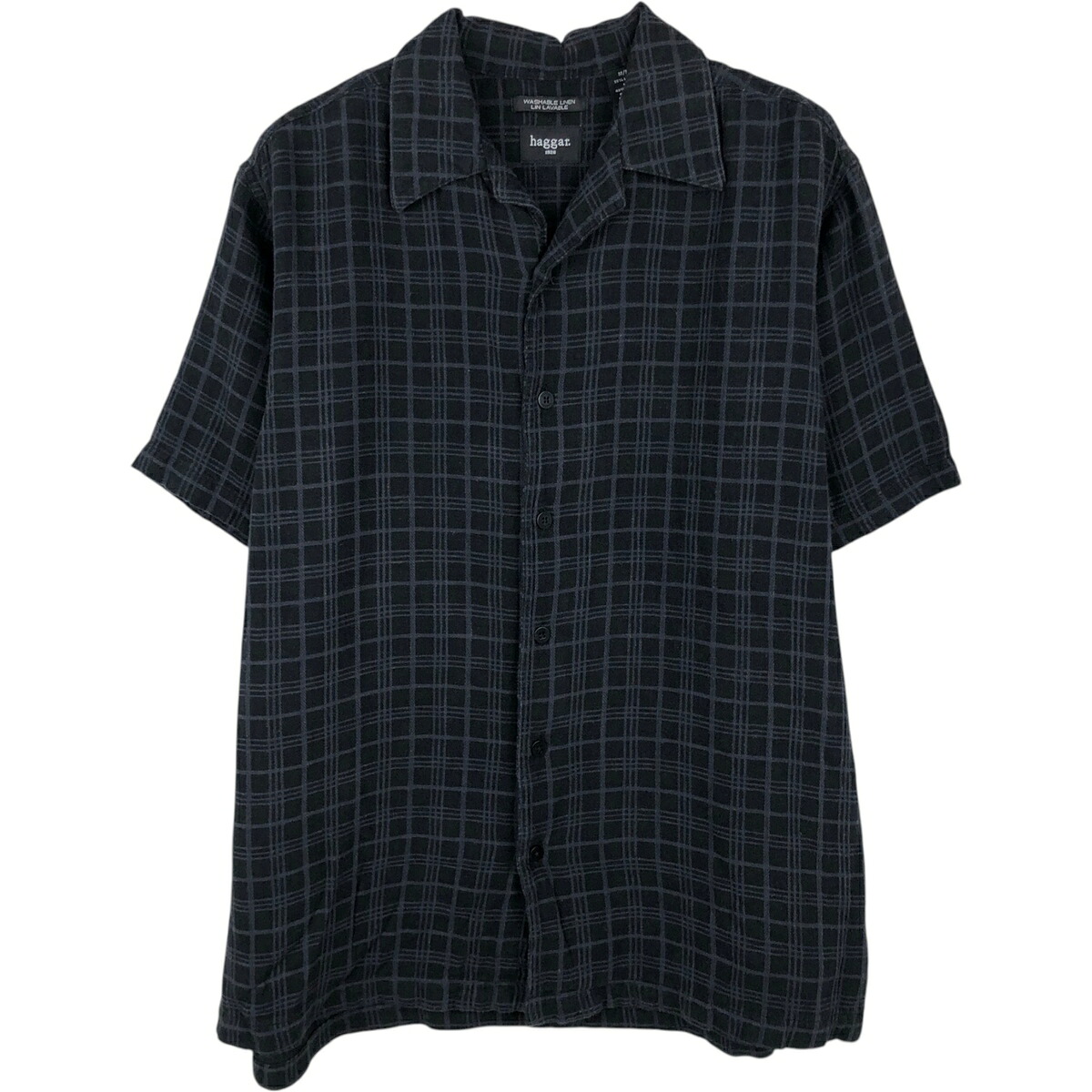 HAGGAR/ハガー 半袖 オープンカラー リネンシャツ