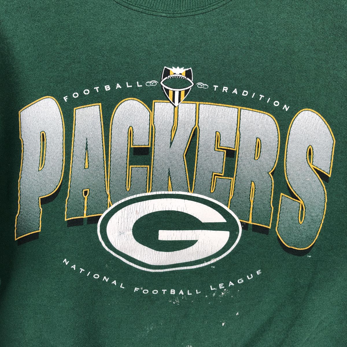 古着 90年代 タルテックス Tultex NFL GREEN BAY PACKERS グリーンベイパッカーズ プリントスウェットシャツ トレーナー メンズL相当 ヴィンテージ 短丈 /eaa680619 【中古】 【261012】