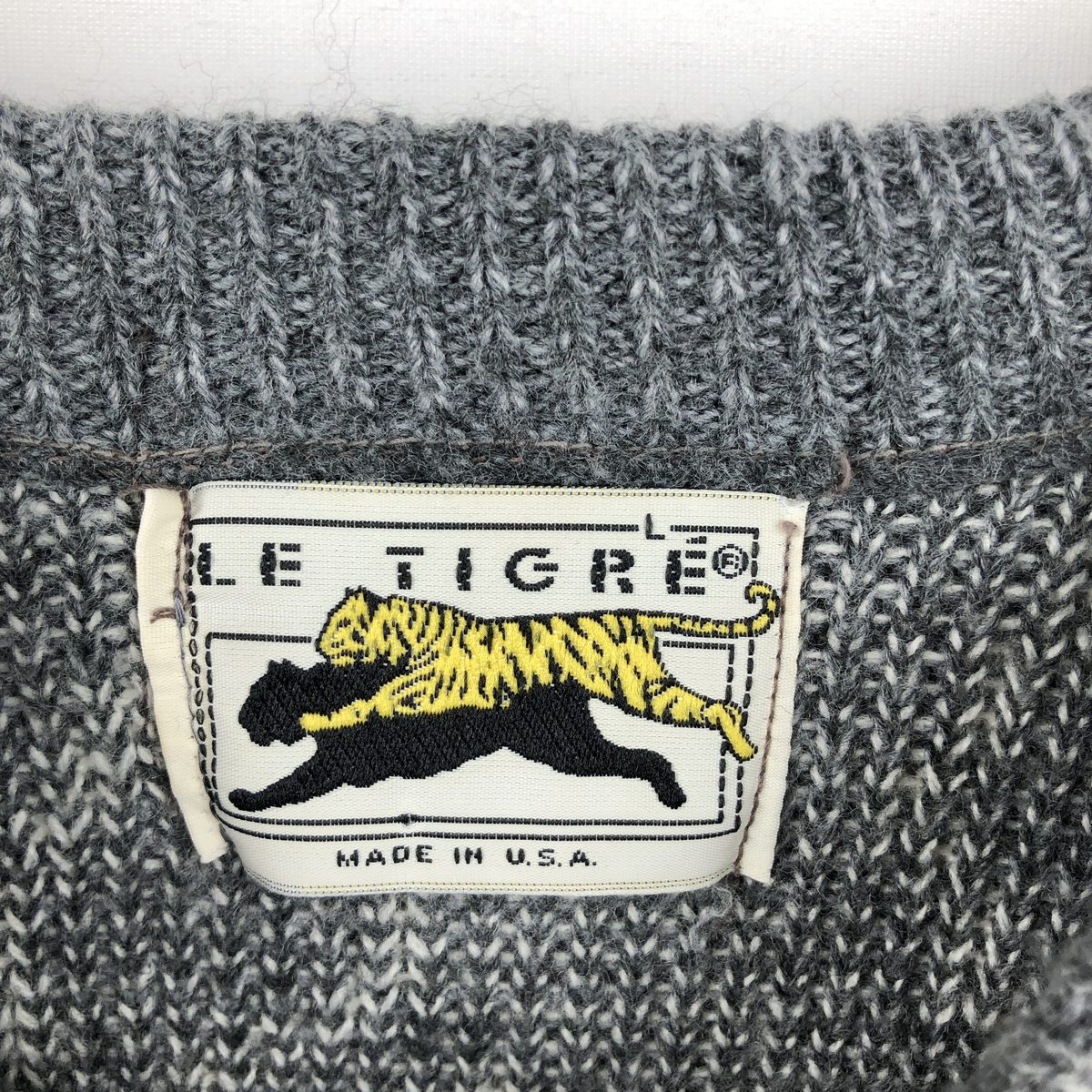 古着 LE TIGRE 総柄 アクリルニットセーター USA製 メンズL相当 ヴィンテージ /eaa682401 【中古】 【261016】